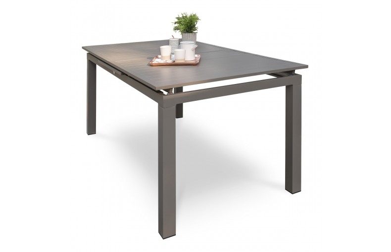 Table ZAHARA 180/240X100 cm avec rallonge automatique, en aluminium – SABLE