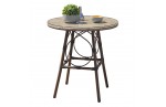Table ronde USHUAIA diam 70 cm en aluminium marron, plateau verre et textilène