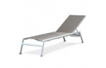 Chaise longue MAYOTTE en aluminium gris anthracite et textilène NOIR